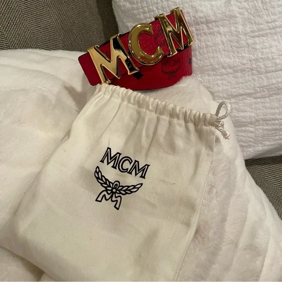 MCM | Accessories | Mcm Belt Red With Full Logo | Poshmark display picture 2